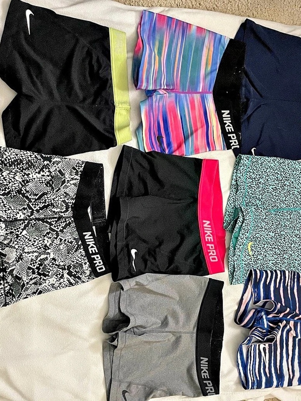 Nike Pro 3" Compression Shorts Lot, Black & Blue